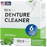 TCS Fresh Denture Cleaner &ndash; 24 Packets (6 Month Supply) | Professional Strength Concentrated Cleanser Mint Powder For Dentures, Night Guards, Aligners &amp; Retainer Cleaner