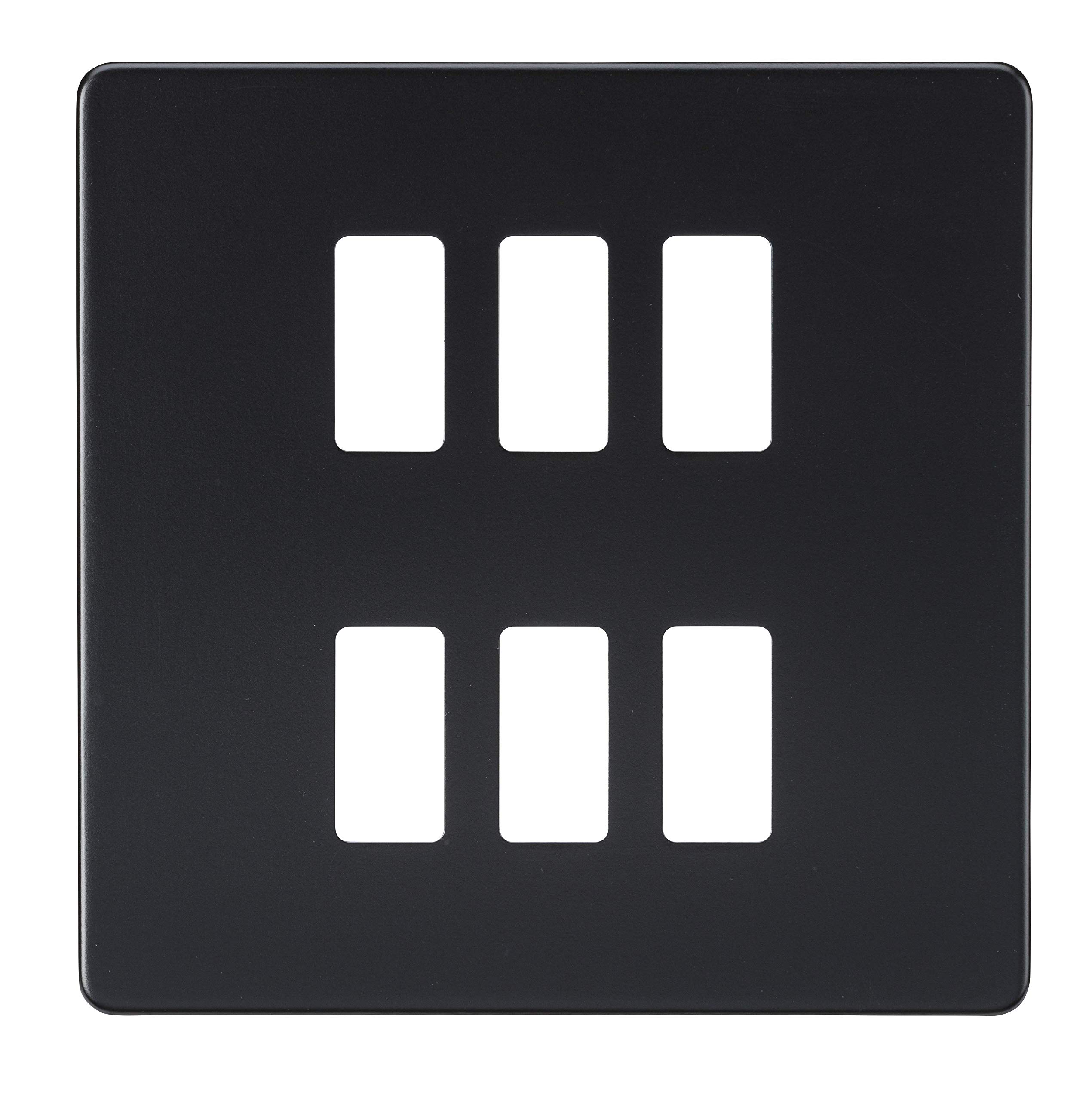 Screwless 6G grid faceplate - matt black