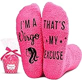 HAPPYPOP Zodiac Constellation Horoscope Gifts - Fuzzy Space Galaxy Birthday Astrology Socks