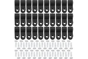 Ciieeo 200pcs Black Plastic Cable Clips with Screws, R10.4 (3/8) Wire Management Clips for Wall Mounting
