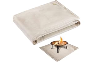 PAMASE Fire Pit Mat - 37.8x39.4in Fireproof Blanket for Under Fire Pit, Compatible with Solo Stove, Heat Resistant Rug for Outside Indoor Wooden Deck Grass Lawn Protection - Brown