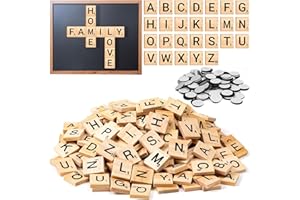 300 PCS Wooden Magnetic Letter, Wood Letter Magnets for Refrigerator Fridge Wall, Alphabet Tile Letters Magnetics for Fun Lea