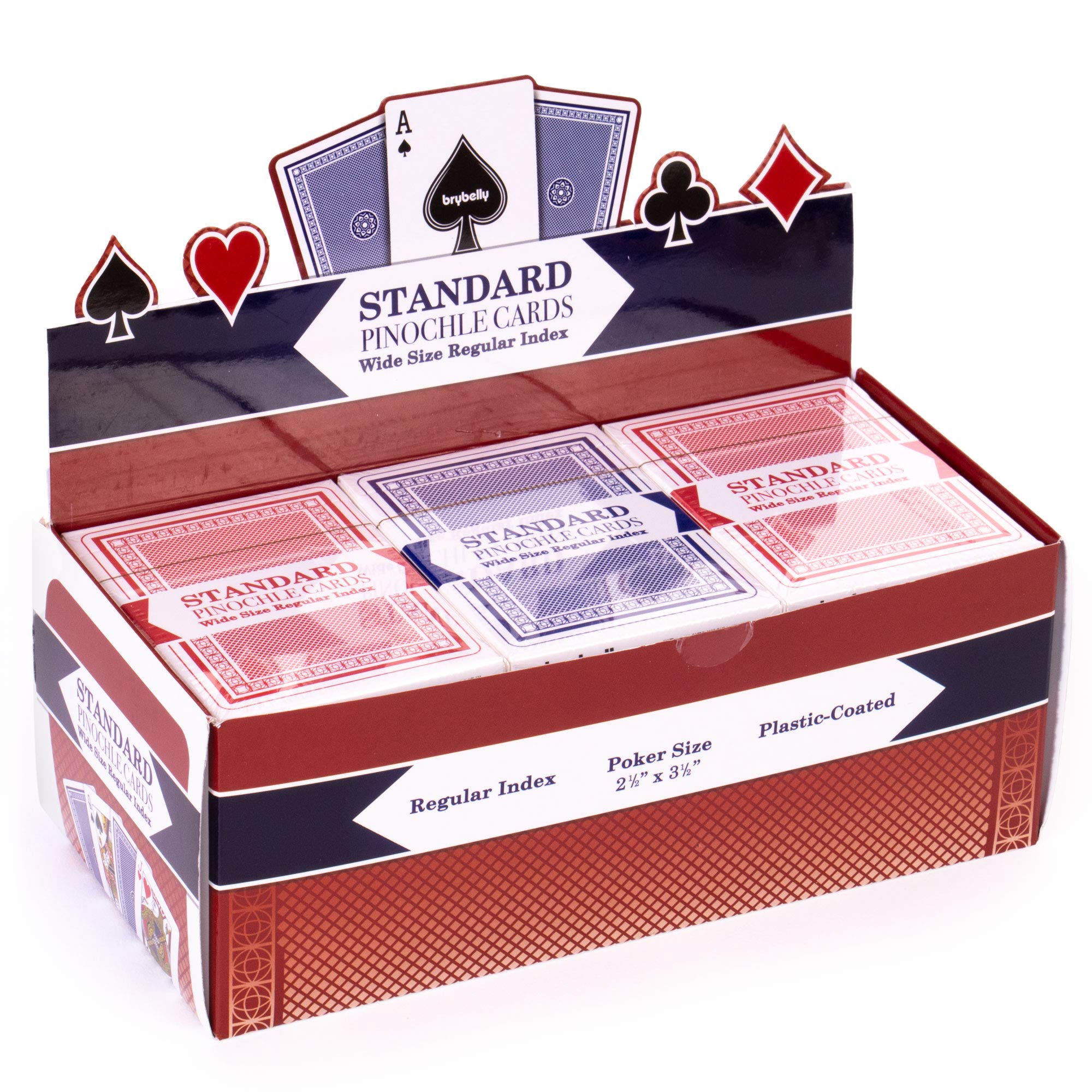 Brybelly 12 Pack of Pinochle Playing Cards (6 Red/6 Blue)