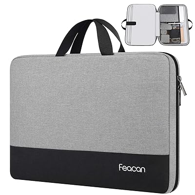 Feacan Laptop Sleeve, 15.6 inch Laptop Case Briefcase for Acer / Dell / HP / Lenovo Notebook Ultrabook Chromebook, Water Resistant Handle Carrying Computer Bag, Grey