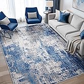 RELEANY Washable Area Rugs 5'x7' Non-Slip Modern Abstract Soft for Living Room Entryway Bedroom Nursery, Print Pattern, Blue Grey Navy Gray