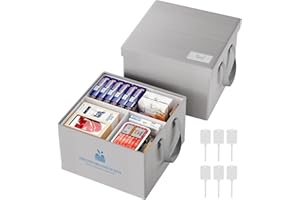 Housolution 2 Pack Freezer Organizer Bins, Collapsible Deep Chest Freezer Organizer Bins with Removable Dividers, Label Pockets, Waterproof Freezer Storage Bins with Portable Handle (14"x14"x9")