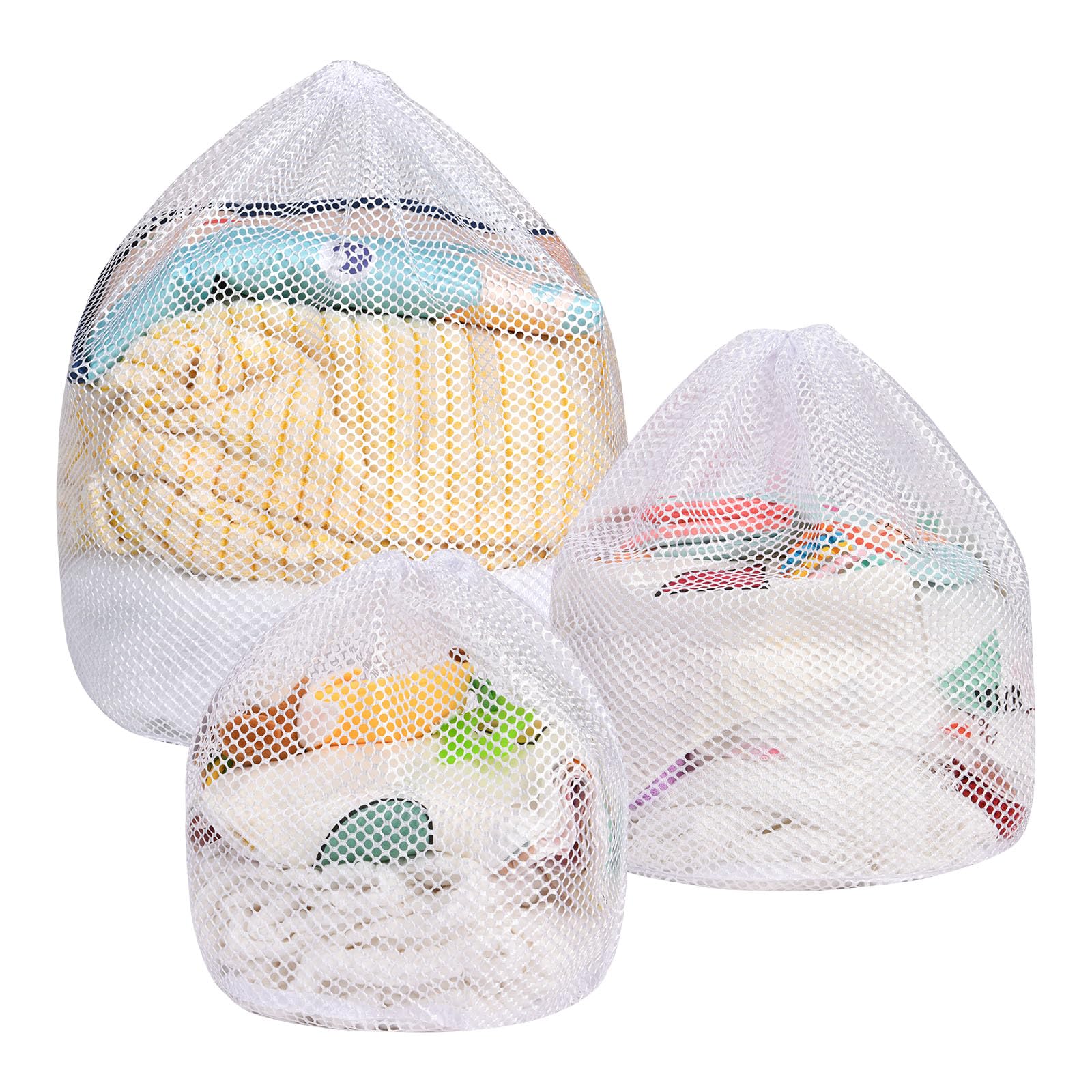 flintronic 3PCS Drawstring Mesh Laundry Bag, 3 Sizes Net Durable Drawstring Laundry Bag, Mesh Laundry Wash Bags for Washing Machine Travel, Delicates, Bra, Baby Cloths,Toy Storage — image 1