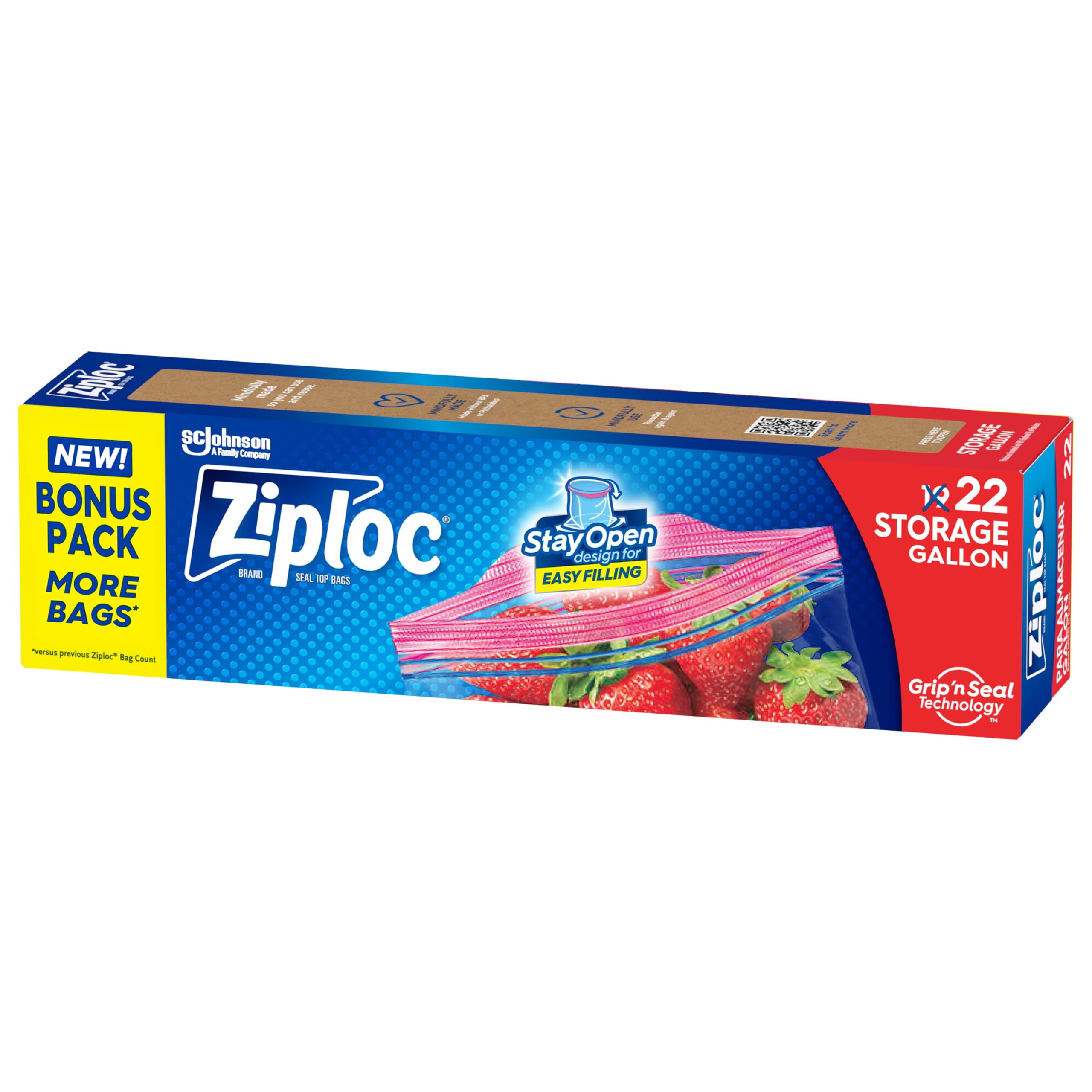 Photo 1 of Ziploc Gallon Food Storage Bags, Stay Open Design with Stand-Up Bottom, Easy to Fill, 22 Count