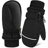 Wenouy Toddler Mittens Kids Snow Ski Mitten Baby Fleece Warm Waterproof Windproof Gloves for Boys Girls