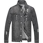 CIVYCEBY Denim Jeans Jackets For Slim Fit Destroyed Distressed Fashion Ripped Vintage Coat Jeans Jacket