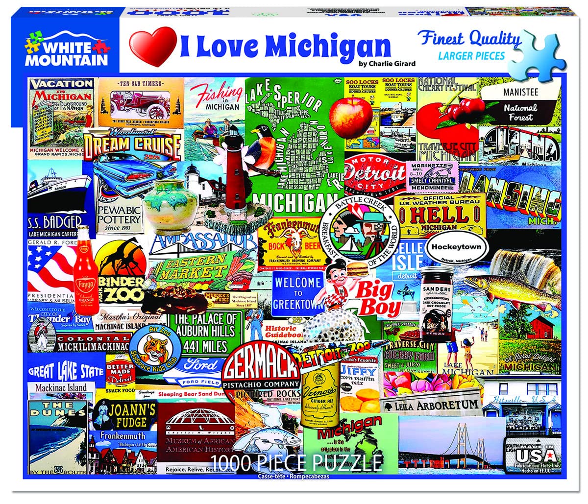 White Mountain 1221 Michigan Collage Jigsaw Puzzle, 1 EA