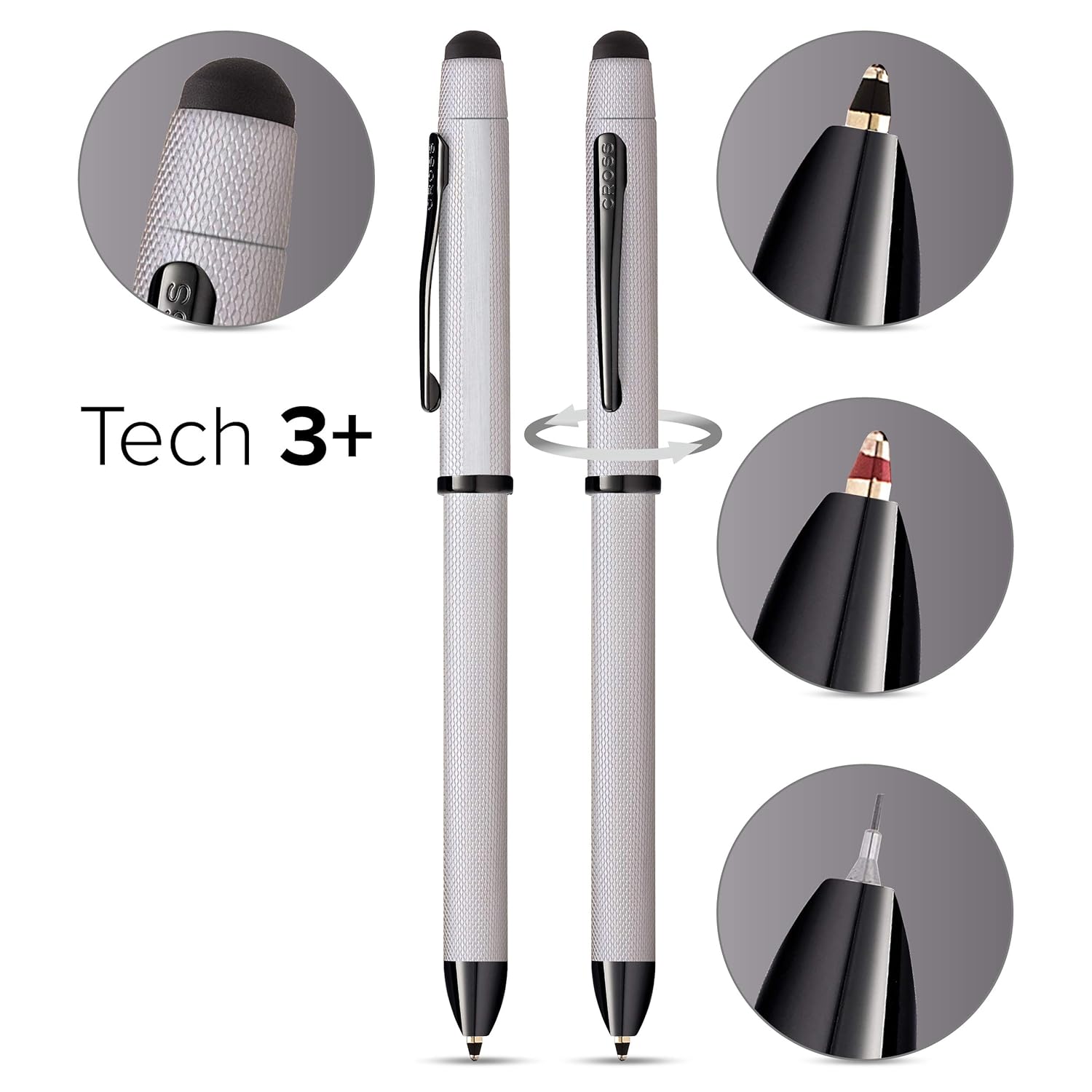 Cross Tech3+ AT0090-21 Brushed Chrome PVD Multifunction Pen - Image 2
