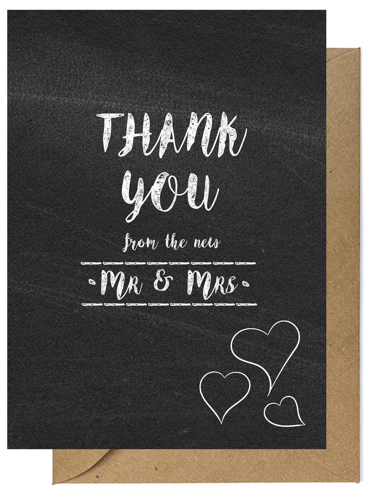 50 Wedding Thank You Cards with Envelopes - Blackboard vintage style greeting cards for thanking people for their attendance