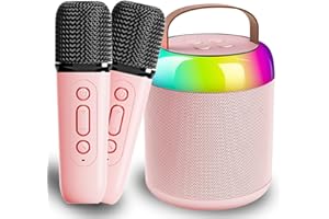 ANBURI Portable Karaoke System with Bluetooth Speaker, 2 Wireless Microphones, LED Disco Lights – Ideal for Kids and Adults, Perfect for Home Parties, Great Birthday Gift for Boys and Girls