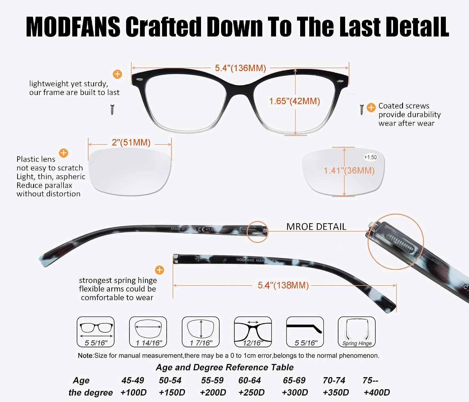 MODFANS Womens Reading Glasses 4-Pack Stylish Ladies Readers,Comfort Spring Hinge,Light Frame Pattern Fashion Design Pouch Included - Image 4