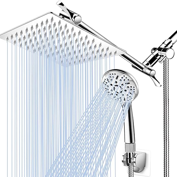 Shower Head with Handheld, High Pressure 8” Rain/Rainfall Shower Head