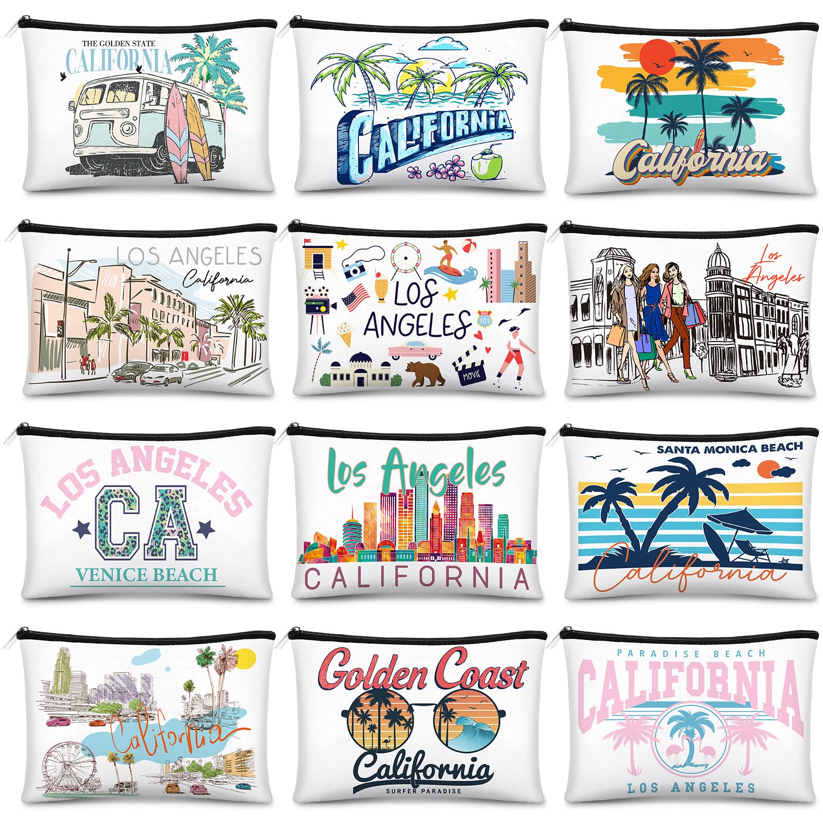 Photo 1 of **ONLY 2 PCS** Reginary 12 Pcs City Souvenir Gifts Texas State Gifts Chicago City Souvenirs California Makeup Bag Zippered Bag Cosmetic Bag for Women Traveler Souvenirs