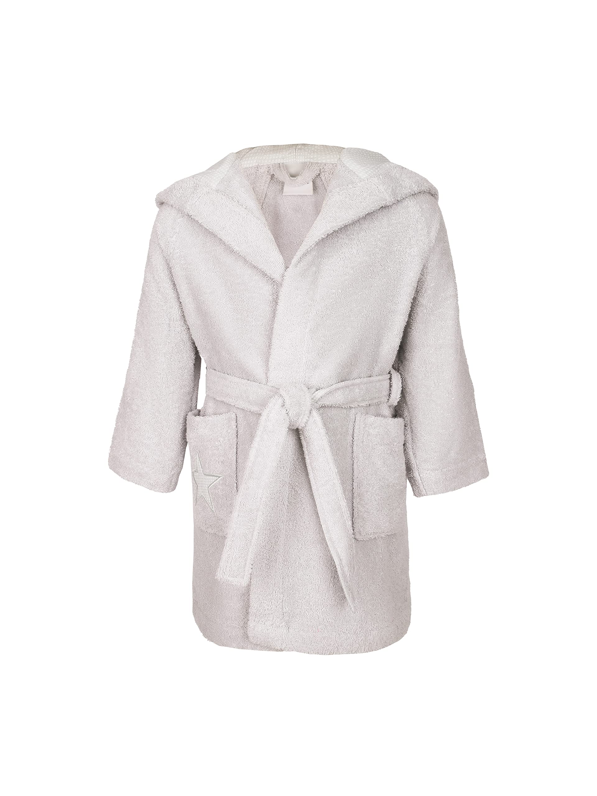 Möve Stars hooded bathrobe size 152 made of 100% cotton, silver