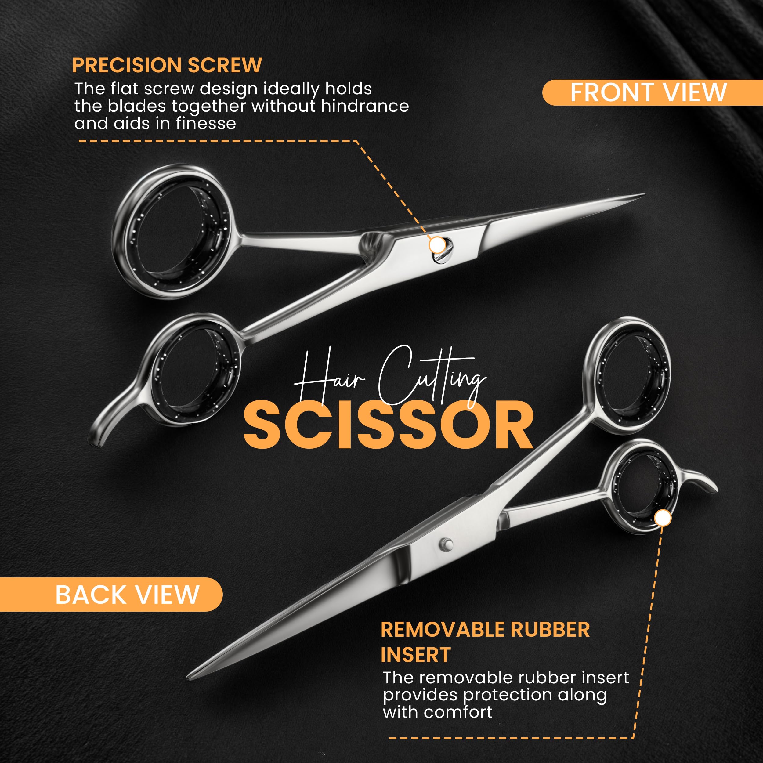 Utopia Care Hair Cutting and Professional Hairdressing Scissors 6.5 Inch, Premium Stainless Steel Shears with Smooth Razor and Sharp Edge Blades for Salons, Men, Women and Kids, Silver