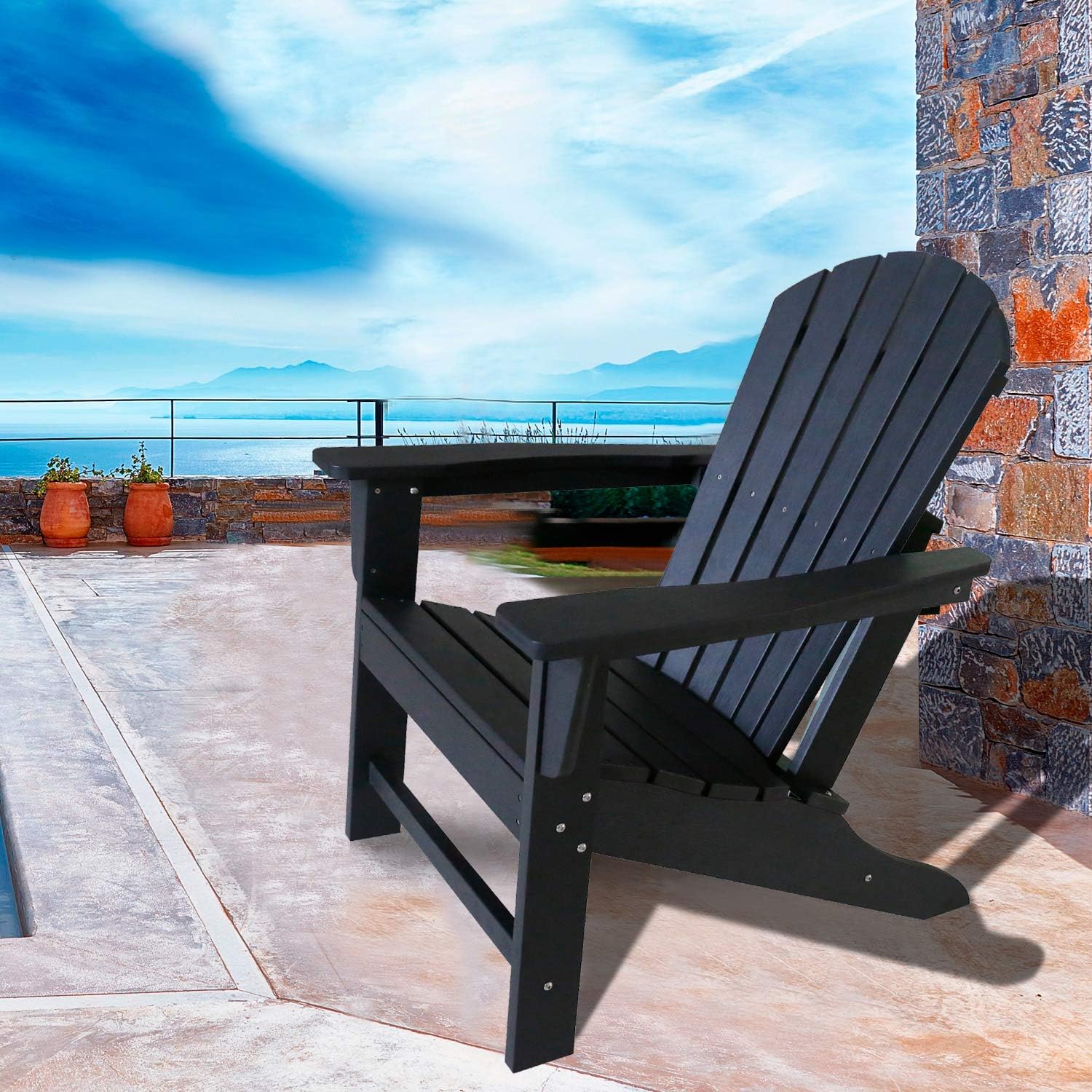 DAILYLIFE Plastic/Resin Classic Outdoor Adirondack Chair Polystyrene Weatherproof Lounge Chair for Porch Patio Deck Garden,Backyard & Lawn Furniture: Kitchen & Dining