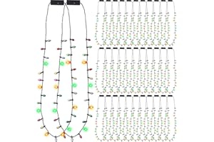 Loetere 36 Pcs Christmas Light up Necklaces LED Christmas Light Mini Bulb Necklaces Flashing Xmas Necklace for Adults Kids Girl Christmas Party Favors Accessories, 34 Inch