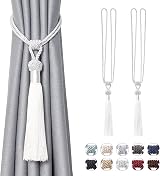 Pretty Jolly 2 Pack Long Tassel Curtain Tiebacks Silver White