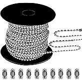 50ft Ball Bead Chain, #10 Stainless Steel Ball Chain, Roller Shade Chain&Vertical Window Blinds, Dog Tag Chain, Bead Chains for Jewelry Making/Crafts & DIY Projects(4.5mm with 10pcs Connectors)
