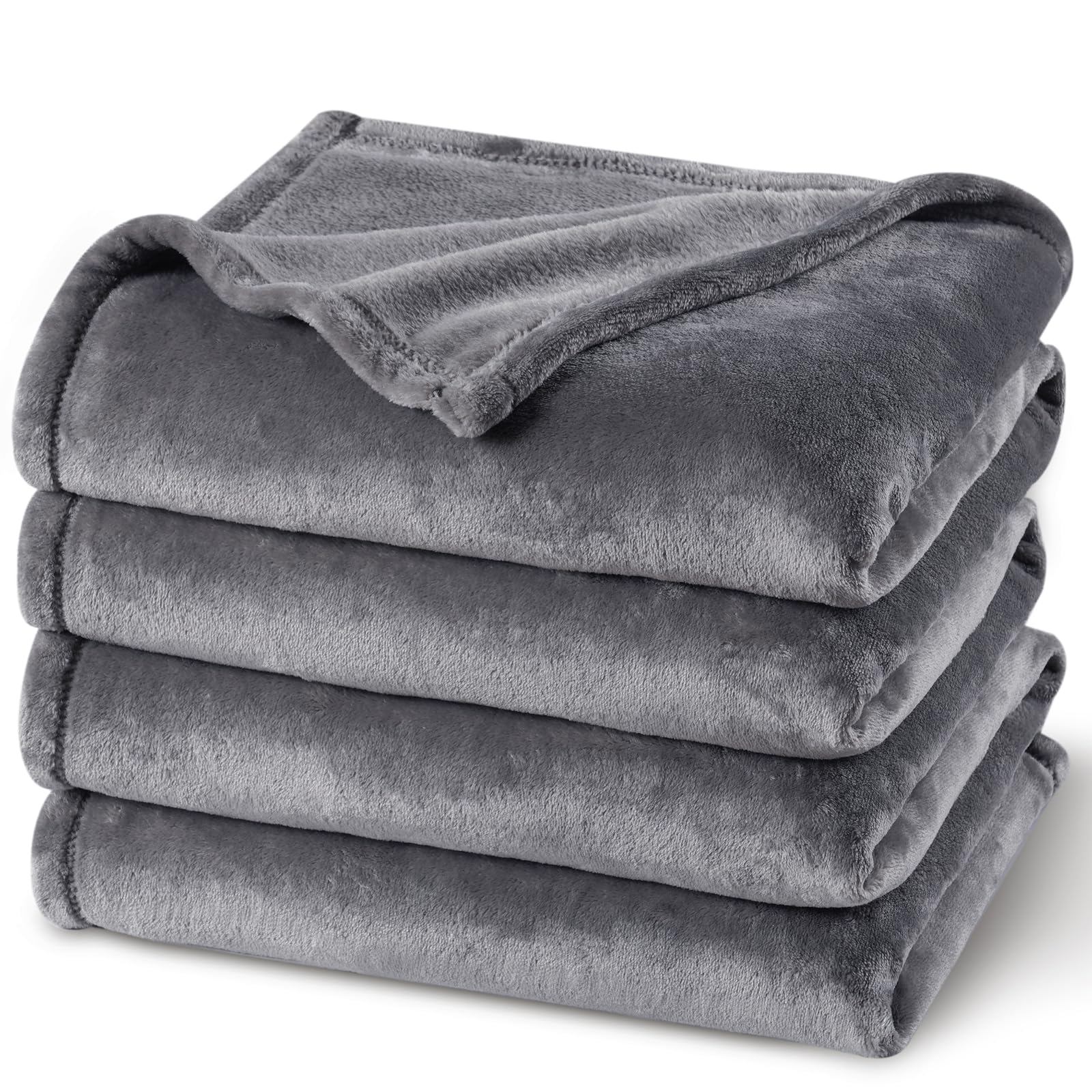 PHF Ultra Soft Fleece Blanket King Size 220x240cm, No Shed No Pilling Luxury Plush Cozy Flannel 280GSM Lightweight Throw Blanket for Bed, Couch, Chair, Sofa Suitable for All Season , Grey
