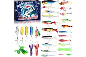Fishing Advent Calendar 2025 for Men Adult Teen - 24 Days Christmas Countdown Fishing Premium Lures Set,Christmas Advent Cale