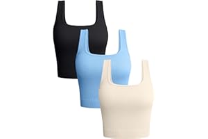 OQQ Women's 3 Piece Tank Tops Ribbed Seamless Workout Exercise Shirts 2025 Summer Basic Camis