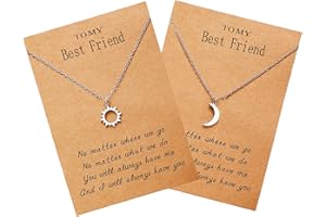 SUCANRA Best Friend Necklace for 2, Sun and Moon Matching Friendship Necklace Jewelry Gifts for BFF Sisters