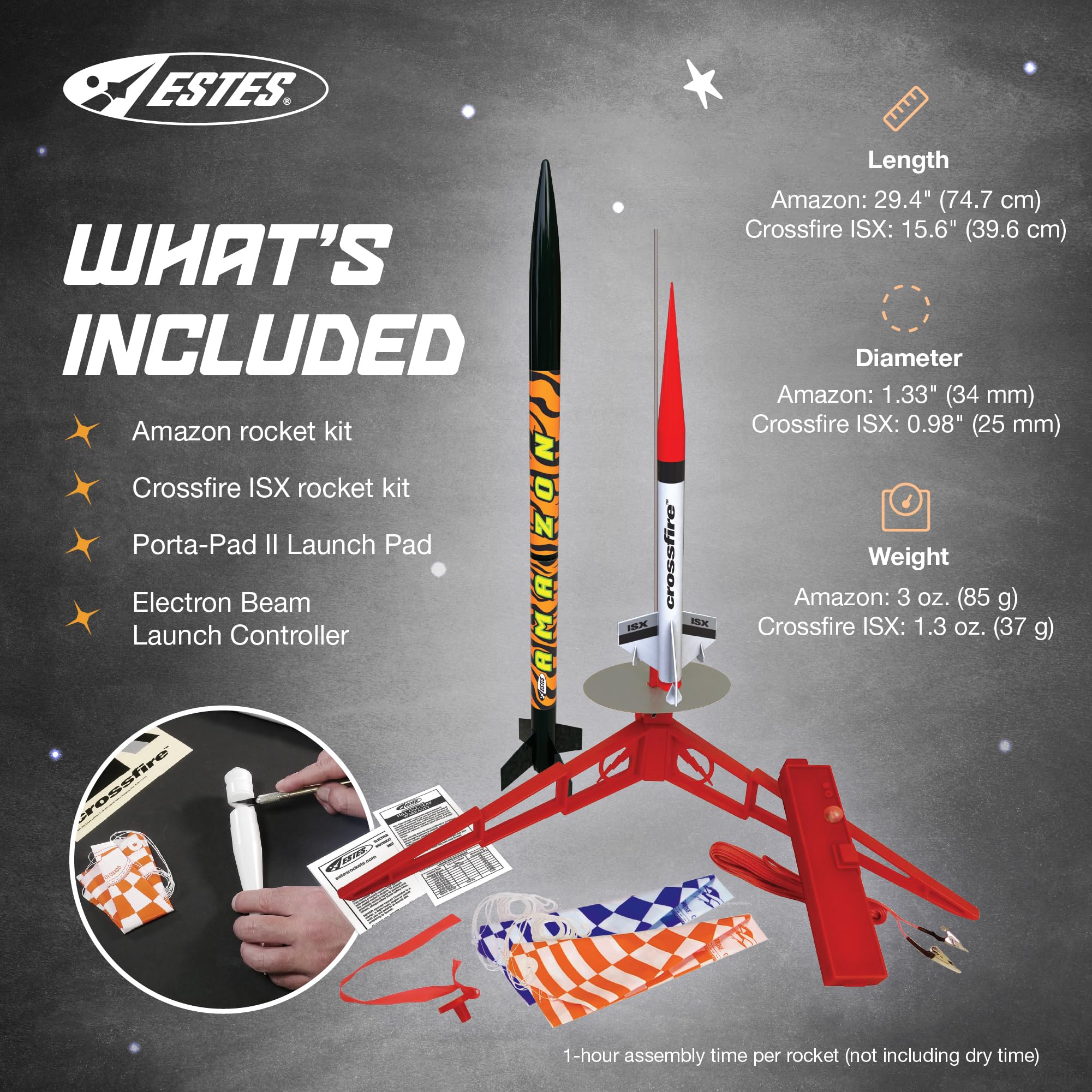 Estes 1469 Tandem X Rocket Launch Set, Prebuilt Beginner Flying-Rocket-Model Set for Ages 10+, Includes Launch Pad System