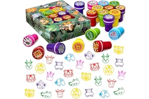 Jungle Safari Party Favors 20 PCS Wild Animals stamps for Kids Birthday Gifts, Zoo Animal Stamps for Kids, Self Inking Stamps