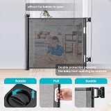 PetHot Retractable Stair Gate 55/140cm Wide 33in Tall One Handed Operation Black view 3