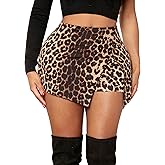 Milumia Women's Leopard Print Split Mini Skirt Wrap Elastic Waist Bodycon Going Out Rave Skorts