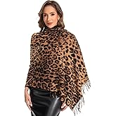 GKJU Leopard Scarf Women Chunky Scarves Winter Warm Thick Oversized Blanket Long Faux Cashmere Fringe Pashmina Shawl Wraps