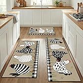 Nesphy Rooster Beige Kitchen Rugs Sets of 3, Non Slip Washable Farmhouse Kitchen Mats for Floor, Chicken Rustic Area Runner Rug for Laundry Room and Hallway