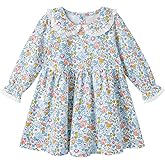 pureborn Baby Toddler Girl Dress Short and Long Sleeve Cotton Playwear Dresses 0-6T