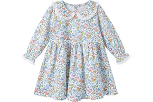 pureborn Baby Toddler Girl Dress Short and Long Sleeve Cotton Playwear Dresses 0-6T