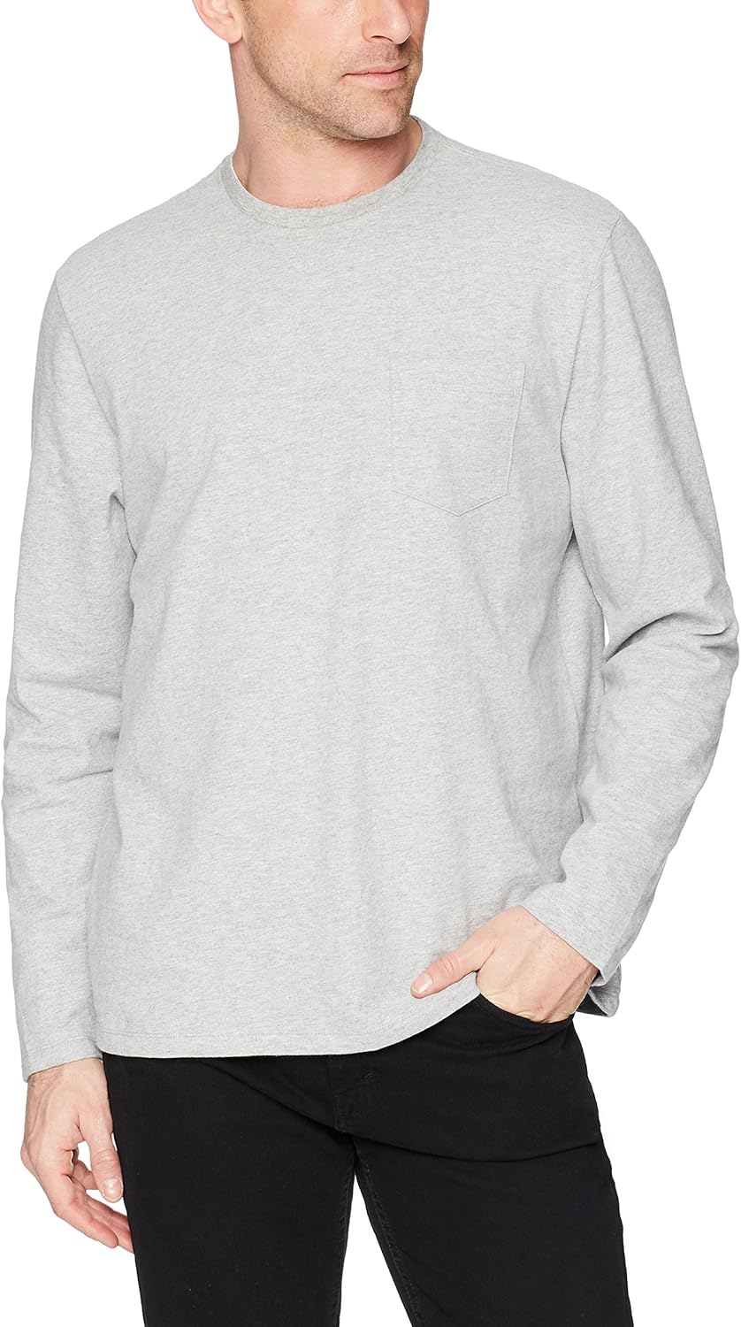  Essentials Men's Regular-Fit Long-Sleeve Pocket T-Shirt: Clothing