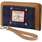 True Religion Women's Zip-Around Mini Wallet with, Dark Denim, One Size | Compact profile with multiple card slots for everyday carry.