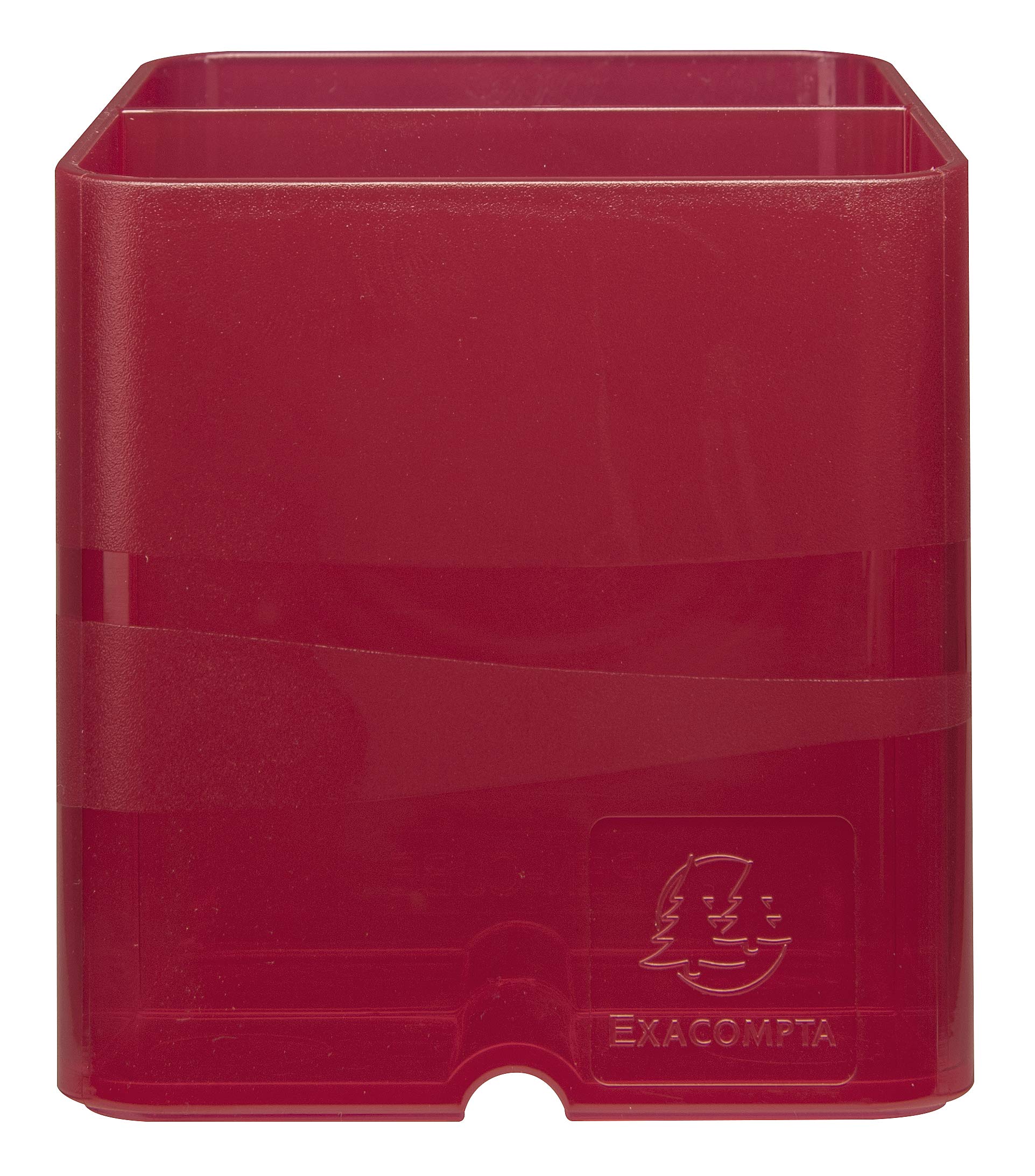Exacompta - Ref 67754D - Linicolor Pen-Cube Pen Pot - 74 x 74 x 93mm, Modern & Space-Saving, 2 Distinct Sections for Pens & Pencils - Translucent Raspberry
