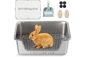 Aothey Rabbit Litter Box, Bunny Litter Box with Hooks & 304 Stainless Steel Sifting Tray, Extra Large, Easy to Clean and Odor
