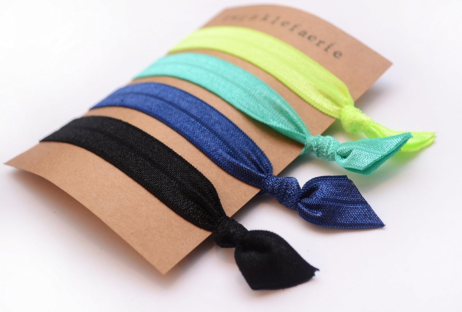 Amazon Com Elastic Hair Ties Black Navy Teal Neon Green Hair