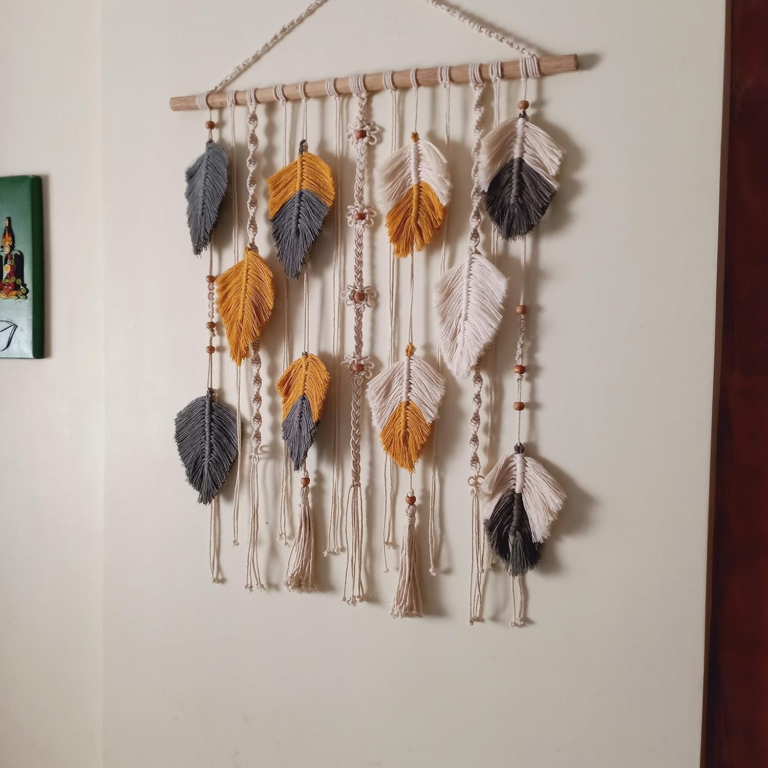 Buy Crafts&Drapes Macrame Wall Hanging, Yarn Wall Art, Macrame Feather