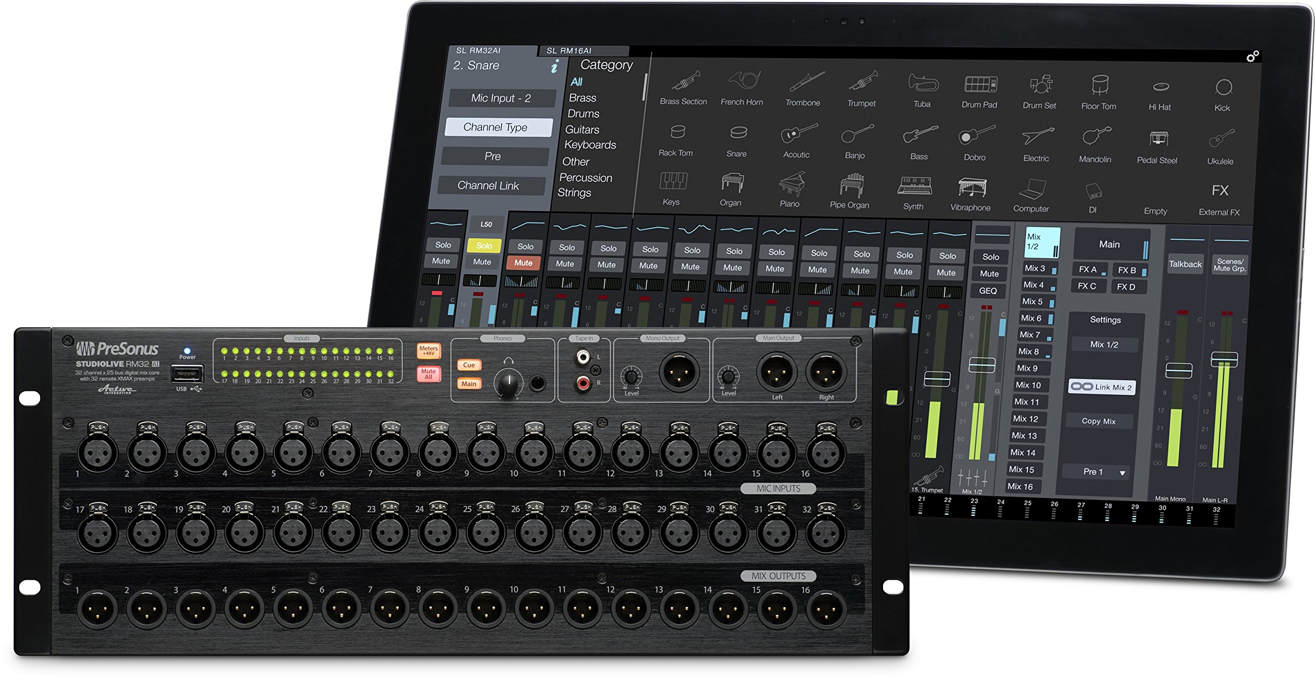 PreSonus StudioLive RM32AI 32channel, rackmount digital mixer with 32