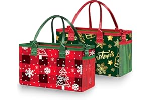 DOOHALO Small Merry Christmas Gift Carry Storage Tote Case with Handle Crossbody Reusable Presents Fabric Packing Bag
