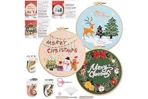 Ohcol Christmas Embroidery Kit Beginners Adult Needlepoint Cross Stitch Kits,Merry Christmas Hand Crafts