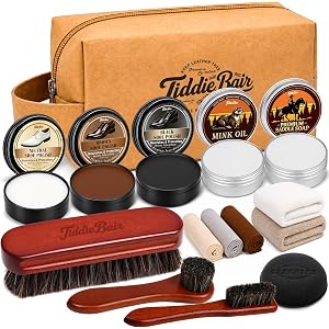 TiddieBair 16 Pcs Shoe Leather Polish Kit, Shoe Cleaning & Conditioning Kit