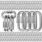 60Pack 2.3 Inch Chain Quick Link, 600lbs Capacity 1/4” Quick Links Oval Locking Carabiners, Galvanized Thread Quick Link Chain Connector Hardware for Towing Chandelier Kids Swing Key Ring Bird Toys